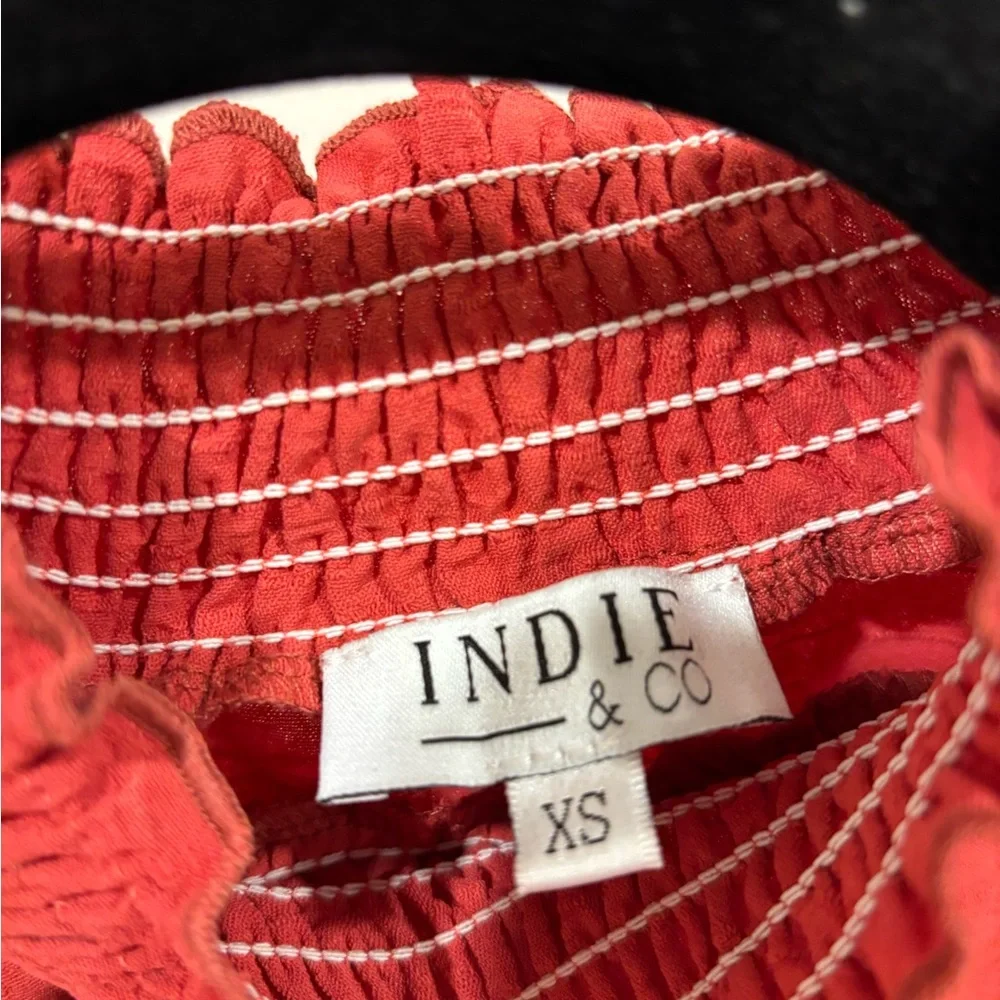 Red Smocked Long Sleeve Top - Picture 5 of 7